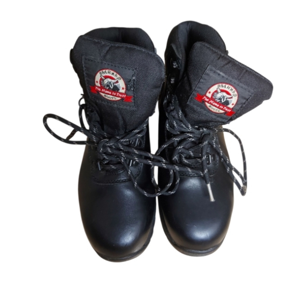 Brahma Black Leather Steel Toe Boots 6.5
